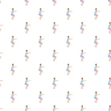 Man doing squats repeating seamless pattern illustration Illustrazione stock