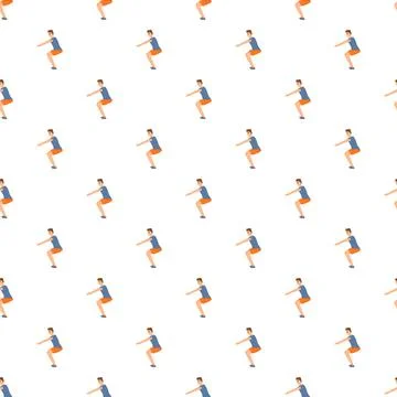 Man doing squats workout exercise pattern background Stock Illustration