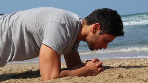 Man doing static plank Stock Footage 61461305