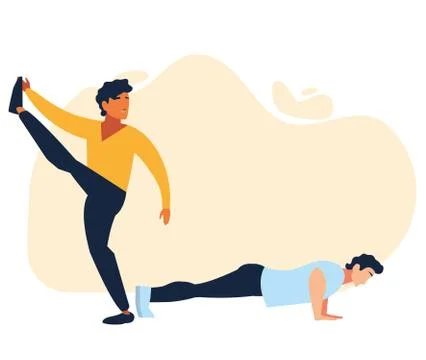 Man doing stretching and strength exercise Ilustración de archivo
