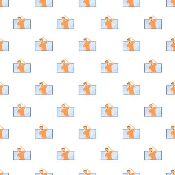 Man doing stretching exercise online workout pattern Stock Illustration