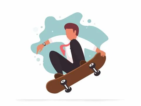 Man doing stunts on SKATE BOARD, colorful illustration Ilustración de archivo