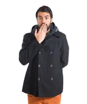 Man doing surprise gesture Stock Photos