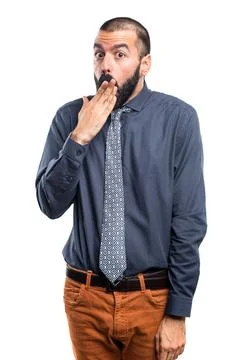 Man doing surprise gesture Stock Photos