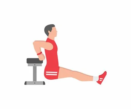 Man doing triceps dip exercise on bench Stock Illustration