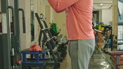 Man doing triceps exercises in the gym Video stock 107403923
