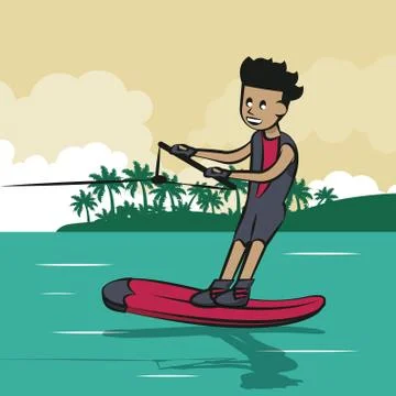 Man doing waterski Stock Illustration