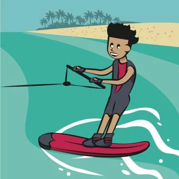 Man doing waterski Stock Illustration