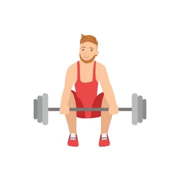 Man Doing Weight Lifting In Red Uniform Stock Illustration