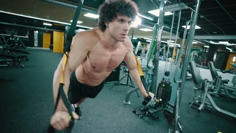 Man doing workout in gym. Stock Footage 165108389