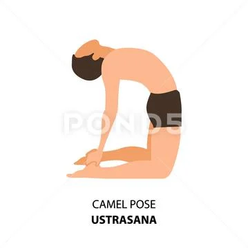 Camel Yoga pose. Ustrasana. Elderly woman practicing yoga asana. Healthy  lifestyle. Flat cartoon character. Vector illustration 29193951 Vector Art  at Vecteezy