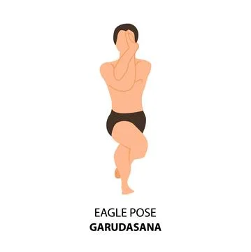 Man doing yoga asana, Eagle Pose or Garudasana, Vector illustratiom Stock Illustration