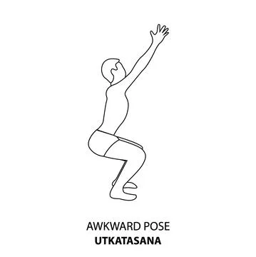 Man doing yoga asana. Eagle Pose or Garudasana, Line icon Stock Illustration