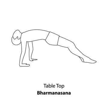 Man doing yoga asana. Table Top Pose, Bharmanasana outline icon Stock Illustration