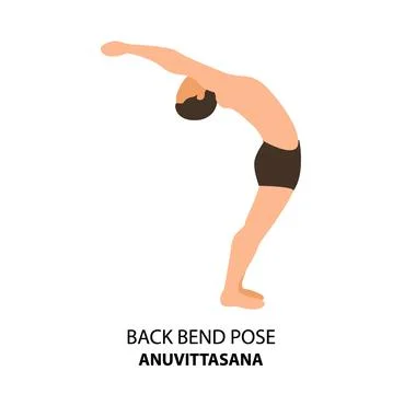 Man doing yoga, Back bend pose, Anuvittasana, Chakrasana vector illustration Stock Illustration