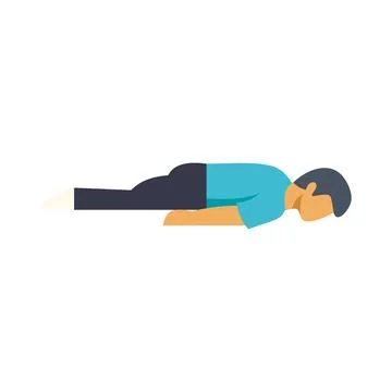 Man doing yoga locust pose exercise icon 스톡 일러스트