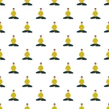 Man doing yoga lotus pose seamless pattern Stock Illustration