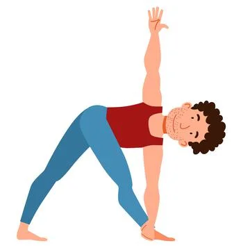 Man doing yoga. Slender guy in pose on a white background. Stock Illustration