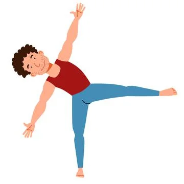 Man doing yoga. Slender guy in pose on a white background. Stock Illustration