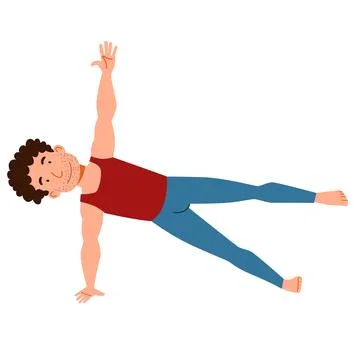 Man doing yoga. Slender guy in pose on a white background. Illustrazione stock