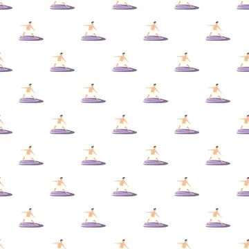 Man doing yoga warrior pose seamless pattern Stock Illustration
