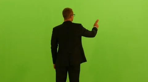 Man doing zoom touch gesture in front of touch pad. isolated green screen Stock Footage 41296019