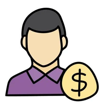 Man with dollar, capitalist icon. Illustrazione stock