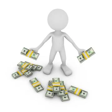 Man with dollars a man with a pack of dollars, 3d render Copyright: xZoona... Fotos de archivo