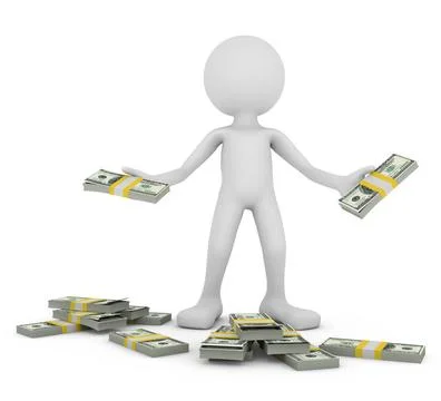 Man with dollars a man with a pack of dollars, 3d render Copyright: xZoona... Fotos de archivo