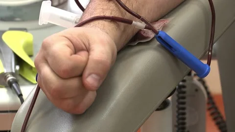Man donates blood, hand close-up. Stock Footage 149239349