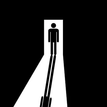 Man in the doorway going to the light Stock Illustration