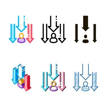 Man down arrows icon variations vector outline Stock Illustration