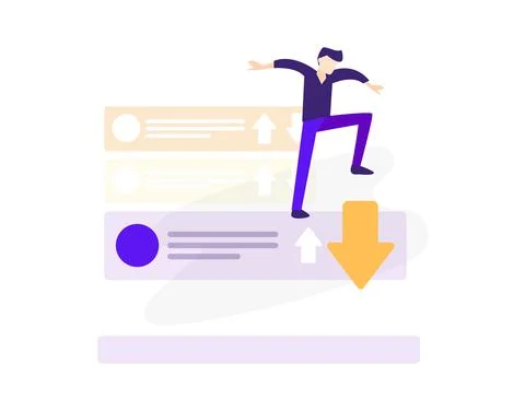 Man with down vote icons Stock Illustration