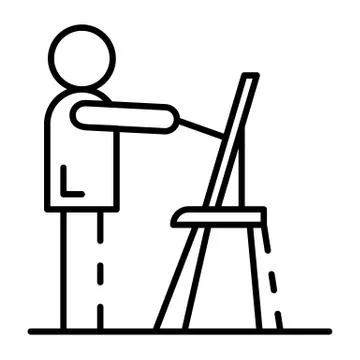 Man draw house plan icon, outline style Stock Illustration
