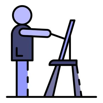 Man draw house plan icon color outline vector Stock Illustration