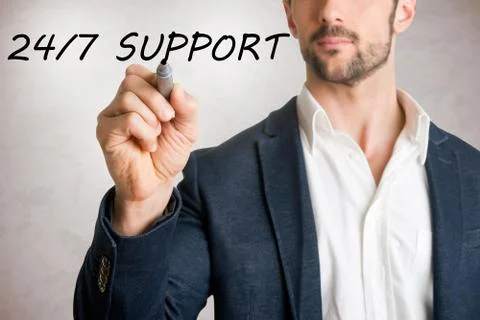 Man Drawing 24/7 support Stock Photos