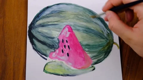 Man drawing arts fruit Stock Footage 236282342
