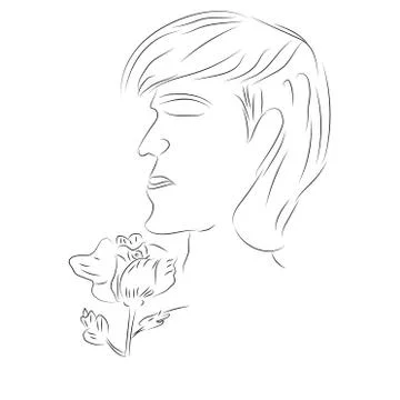 Man drawing concept vector line art of doodle graphic creative isolated Stock Illustration