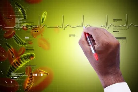 Man drawing dna Ilustración de archivo