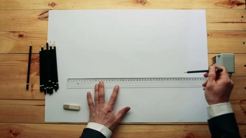 The man is drawing a drawing Stock Footage 73779737