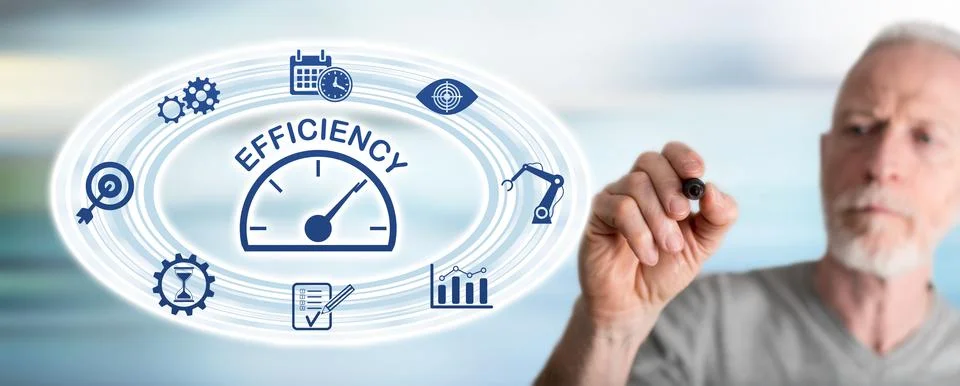 Man drawing efficiency concept Stock Photos