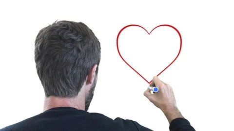 Man Drawing A Heart On White Background 库存影片 79009902
