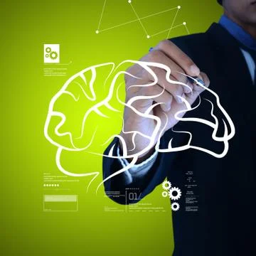 Man drawing human brain イラスト素材