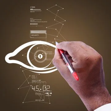 Man drawing human  eye Stock Illustration