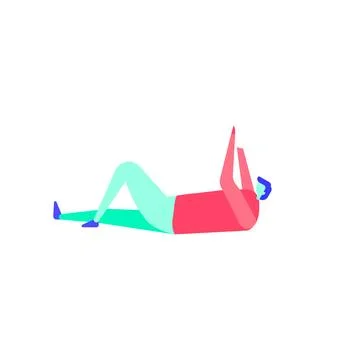 Man Drawing Laying Down On Surface using phone. Guy Scrolling screen on sofa Stock Illustration