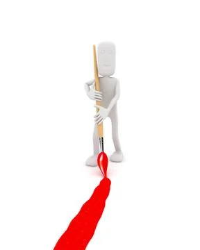 Man drawing a line with a brush Stock Illustration