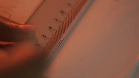 Man drawing in paper using ruler Video stock 232237166