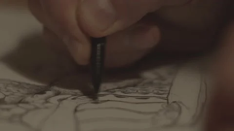 Man drawing with pencil Stock Footage 220018194