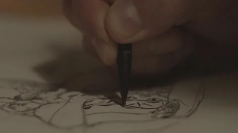 Man drawing with pencil Stock Footage 220018230