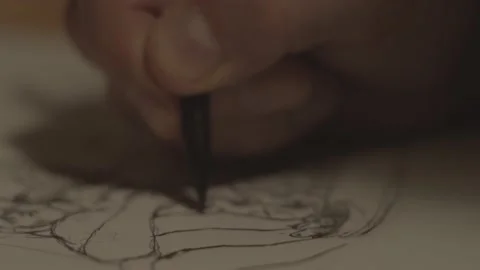 Man drawing with pencil Stock Footage 220018231